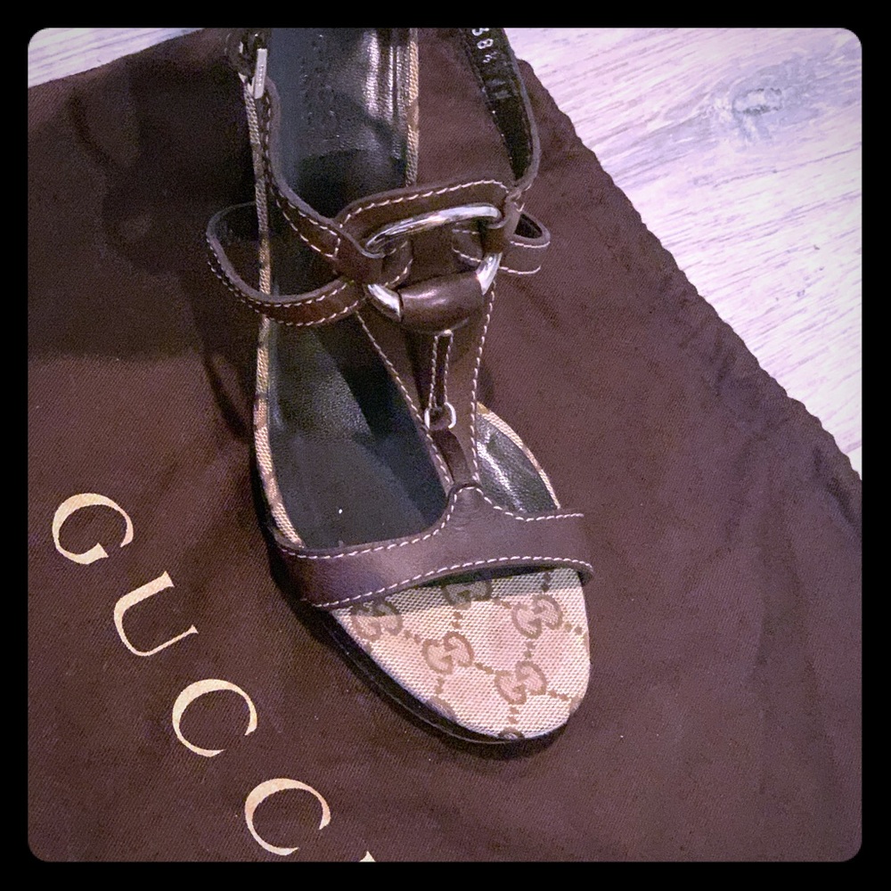 Gucci Brown Monogram Heels